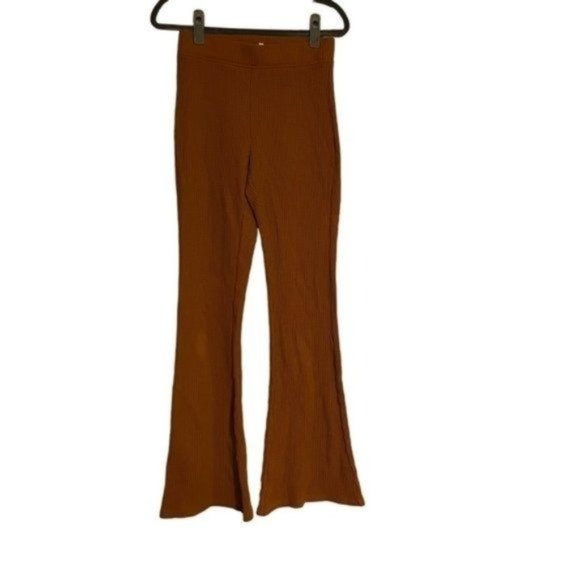 Aerie Burnt Orange Size Small Long Wide Leg Waffle Weave Textured Pant Boho - Picture 1 of 5